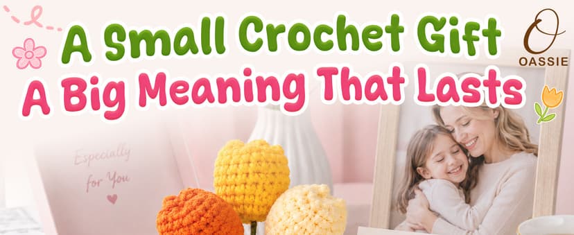 Mom Birthday Gifts, Mother Daughter Gift, Positive Crochet, Handmade Keepsake, Soft Yarn Texture, Cute Tulip Decor OASSIE Mom Gifts from Daughters Sons - Emotional Support Crochet Tulip