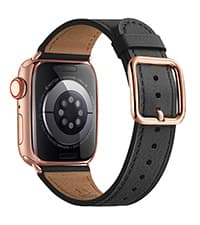 MNBVCXZ Leather Bands Compatible with Apple Watch Band Women, Womens Genuine Replacement Strap for iWatch Series 11 10 9 8 7 6 5 4 3 2 1 SE 3 SE 2 SE (42mm 41mm 40mm 38mm, Pink Sand/Rose Gold)