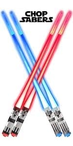 Lightsaber Chopsticks Light Up - LED Glowing Light Saber Star Wars Chop Sticks - Reusable Sushi Lightup Sabers Chopstick Set Of 1 Blue Pair