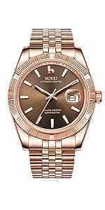 BUREI Men Wrist Watches Fashion Minimalist Analog Quartz Waterproof Watches for Men