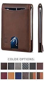 SERMAN BRANDS Money Clip Wallet - Mens Wallets slim Front Pocket RFID Blocking Card Holder Minimalist Mini Bifold