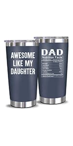 NewEleven Christmas Gift For Dad - Birthday Gifts For Dad From Daughter - Husband Gifts - Unique Birthday Present Ideas For Father's Day, Husband, New Papa, Bonus Father From Daughter - 20 Oz Tumbler