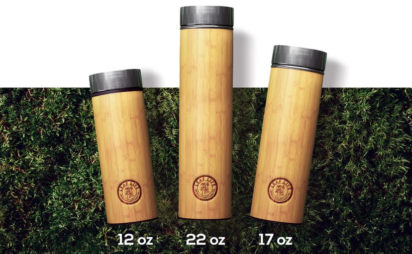 LeafLife Premium Bamboo Tea Bottle for Loose Tea - Tea Infuser Bottle - Tea Gifts - Insulated Water Bottle/Coffee Tumbler/Tea - Tea Gift Set, Tea Accessories - Tea Tumbler 17oz
