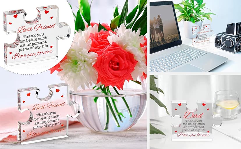 Friendship Gifts - Acrylic Block Puzzle Friendship for Her - Long Distance Relationship Gift, Bestie Gifts Paperweights