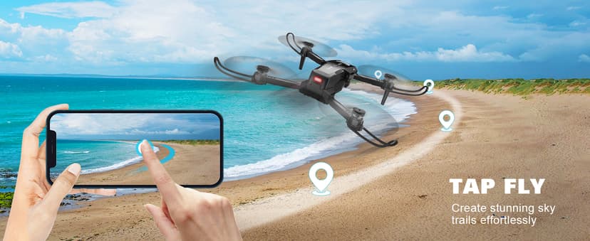 Drone with Camera - Drone with Screen on Controller for Beginners, Foldable Remote Control Quadcopter with Gesture Control, 3D Flip, One Key Start, Emergency Stop, 2 Batteries, Easier to use