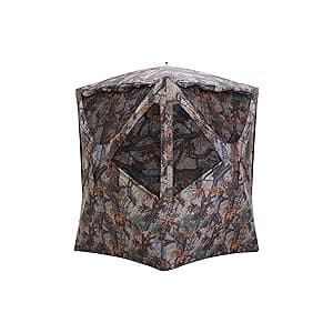 Barronett Blinds Prowler 300, Portable Hunting Blind, Tall Hub Blind, Shoot While Standing, Lightweight, 2-Person, Bloodtrail Woodland, 80” x 75” x 75”, PR300BT