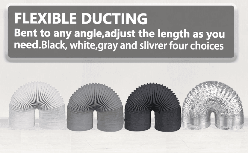 TEAIERXY 4 Inch 8ft Dryer Vent Hose, Flexible Insulated Air Ducting,Vent Hose PVC Aluminum Foil with 2 Clamps for HVAC Ventilation(White)