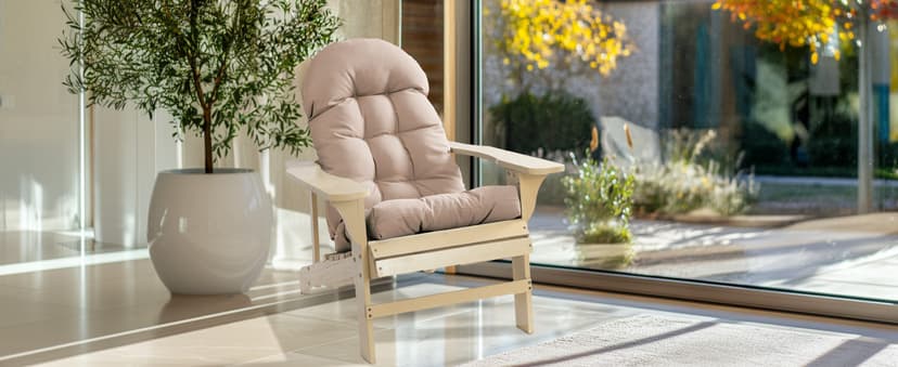 Adirondack Chair Cushion, Rocking Chair Cushion 44x19.4x4 inch, High Back Patio Cushions of Upper and Lower with Ties, Sunscreen and Fade-Resistant (Beige, 2)