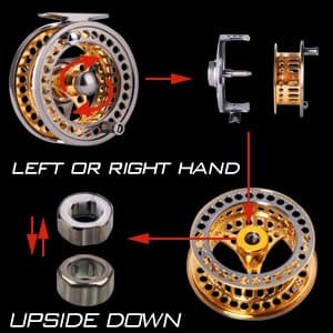 Sougayilang Fly Fishing Reel Large Arbor 2+1 BB with CNC-machined Aluminum Alloy Body and Spool in Fly Reel