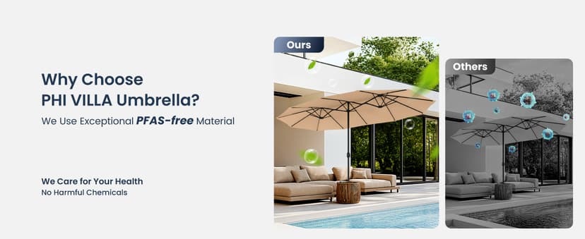 PHI VILLA 15ft Large Patio Umbrellas with Base Included, Outdoor Double-Sided Rectangle Big Market Umbrella with Stand, Outside Umbrellas for Poolside Lawn Backyard, Beige