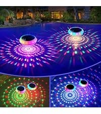 FirstE Solar Floating Pool Lights, RGB Color Changing Pool Floating Light, IP68 Waterproof LED Solar Pool Lights That Float, Hangable Auto ON Off for Above In Ground Pools Wedding Party Decoration (2)