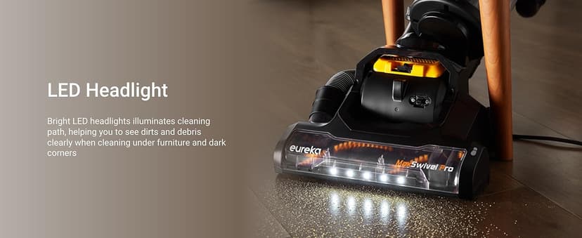 Eureka Powerful Upright Vacuum Cleaner for Home Pet Hair, Lightweight Household Upright Vacuum for Carpet and Hard Floor, MaxSwivel Pro NEU350 with Pet Tool, Yellow