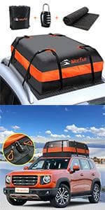 MeeFar Universal Car Soft Roof Rack Pads Luggage Carrier System for Kayak Surfboard SUP Canoe Include 2 Heavy Duty Tie Down Straps, 4 Tie Down Rope, 4 Quick Loop Strap and Storage Bag
