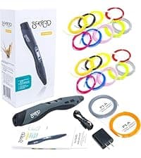 SCRIB3D P1 3D Printing Pen with Display - Includes 3D Pen, 3 Starter Colors of PLA Filament, Stencil Book + Project Guide, and Power adapter
