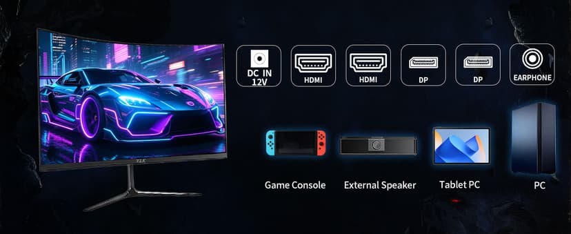 ZZA 25" Curved Gaming Monitor, 240Hz|144Hz FHD(1920 * 1080P) VA Screen Computer Monitor, Supports Freesync, 120% sRGB, Blue Light Filter,AMD Freesync, Wall Mountable Installs(HDMI 1.4/DP 1.2)