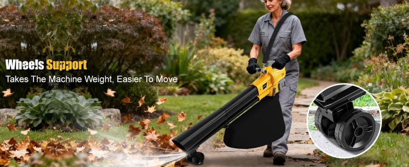 Cordless Leaf Blower Vacuum Mulcher Compatible for Dewalt 20V Battery(NO Battery), 3-in-1 Handheld Leaf Vacuum Mulcher with 40L Bag, 4 Variable Speeds with Turbo Modes for Yard Patio Driveway Cleanup