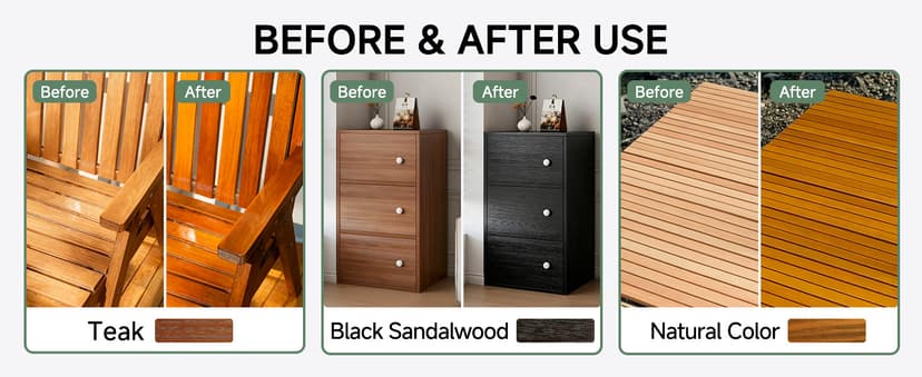 Wood Stain,16oz Teak Wood Stain & Sealer in One, Water Based|Fast Drying|Non-Toxic|Low Ddor|Waterproof, for Indoor and Outdoor Furniture, Multiple Finishes(with Tools)
