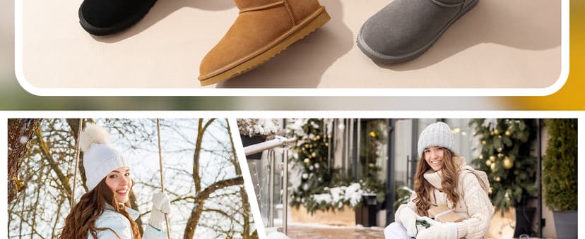 Litfun Genuine Suede Mini Boots for Women Winter Warm Fuzzy Boots Comfort Snow Boots with Fur Lined