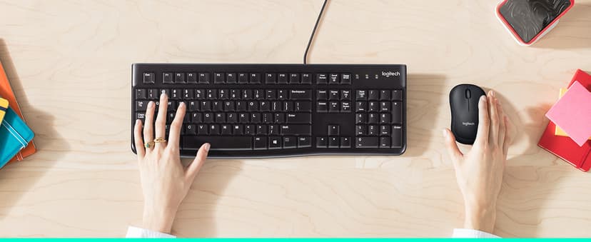 Logitech K120 Wired Keyboard for Windows, USB Plug-and-Play, Full-Size, Spill-Resistant, Curved Space Bar, Compatible with PC, Laptop - Black
