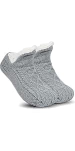 Unisex Fluffy Fuzzy Warm Slipper Socks for Men Women, Thick Fleece Lined Non-Slip Socks Indoor Floor B0DCS3T47Z