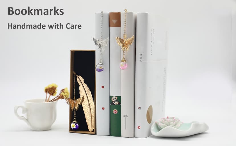 Metal Feather Bookmark with Butterfly Charms Mothers Day Gifts Teacher Appreciation Gifts for Women End of Year Teacher Gifts Birthday Gifts Bookmarks for Women Grils Mom Readers Book Lovers