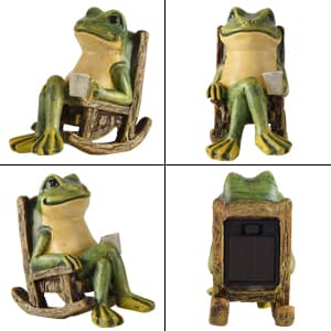 Miniature Frog Garden Statue Gifts Christmas Decorations Fairy Garden Accessories Outdoor Lights Solar Garden Frog Decor Art Housewarming Gift for Patio,Yard,Lawn Ornament,3.89"x2.36"x3.93