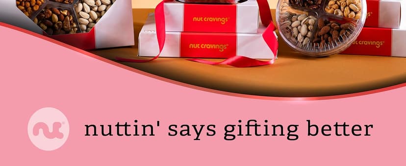 NUT CRAVINGS - Diwali Mixed Nuts Gift Basket in Red Gold Box (7 Assortments, 1 LB) Food Arrangement, Healthy Snack Care Package, Food Assortments