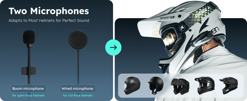 ASMAX S1 Motorcycle Bluetooth Headset with Smart Voice Control, Mesh Helmet Communication Systems, Noise Cancellation/Waterproof/FM Radio/FOTA Update, 8 Riders Intercom Fit for Snowmobile/Ski, 1 Pack
