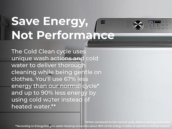 Kenmore 4.4 cu. ft. Top Load Washer with Triple Action Agitator for Tough Dirt & Stains - Reduce Laundry Time with Accela Wash & Express Wash - LED - White