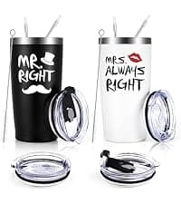 Qtencas Grandma and Grandpa Gifts, Grandparents Christmas Gifts, Grandpa and Grandma insulated Travel Tumbler Set, Gift for Grandparents on Christmas Birthday Anniversary, 20 Oz Black & White