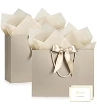 JMANNI Gift Bag, 1PCS Gift Bags Large with Ribbon and 1 Greeting Cards 2 Tissue Paper, Portable Paper Gift Bag with Handles, Birthday Gift Bags,Present Bags for Wedding Party Mothers Day