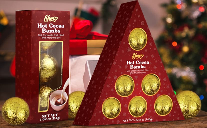 Chocolate Bombs Gift Set - 6 Pack - Cocoa Bombs Premium Hot Chocolate Bomb Filled with Marshmallows and Cocoa Mix - Makes 6 Large Servings - Gift Box.