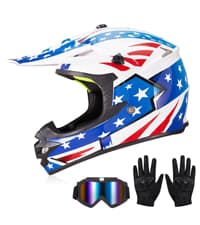 Youth Kids Dirt Bike Helmets Motocross Offroad ATV BMX MX Dirtbike Motorcycle Helmet J-01 with Goggles and Gloves DOT Approved