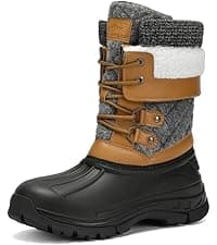 DOBOLIN Womens Winter Snow Boots Duck Waterproof Boots for Women Warm Cozy Mid Calf Booties for Cold Weather