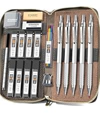 STAGEEK 0.7 mm Mechanical Pencil, Metal Art & Drafting Pencil with Eraser and 60 HB Lead Refills, Professional Drawing Pencil for Artists, Students, School, Office, Writing, Sketching, Drafting(Blue)