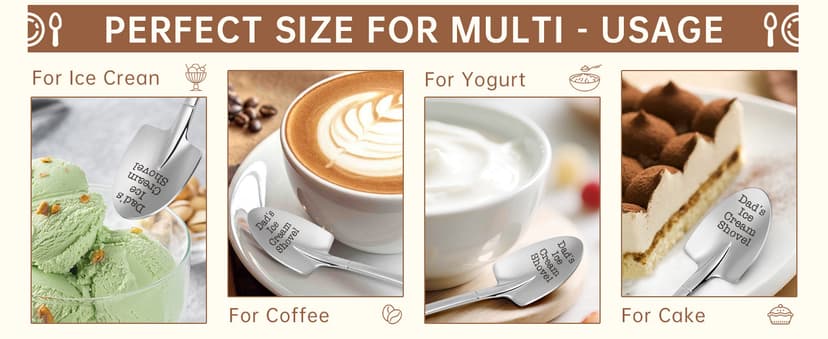 Christmas Father Gifts for Dad Daddy Father-in-Law Grandpa, Dad Birthday Gift from Daughter Son Father's Day Papa Grandfather Husband Brother Uncle, Funny New Bonus Step Dads Ice Cream Shovel Spoon