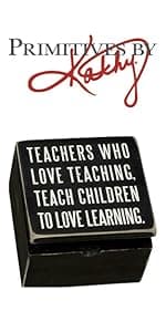 Primitives by Kathy 18192 Classic Hinged Wood Box, 4 x 4 x 2.75-Inches, Good Friends Are Like Stars