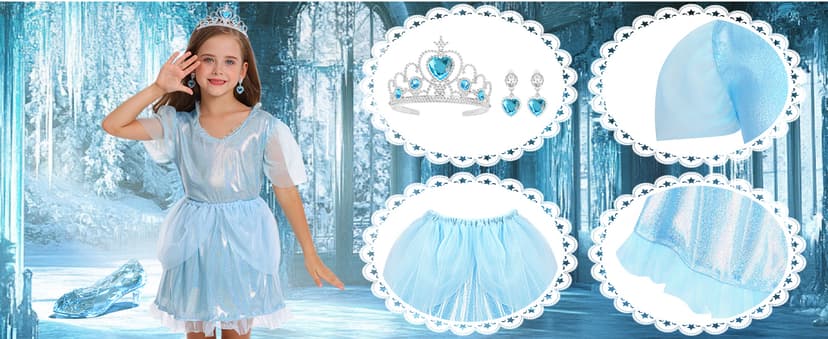 LIMIROLER Princess Dress Up Clothes for Little Girl Role Play Costume Gift Set Princess Dress Up Toys for Toddler Girls B0DF2V6NHW