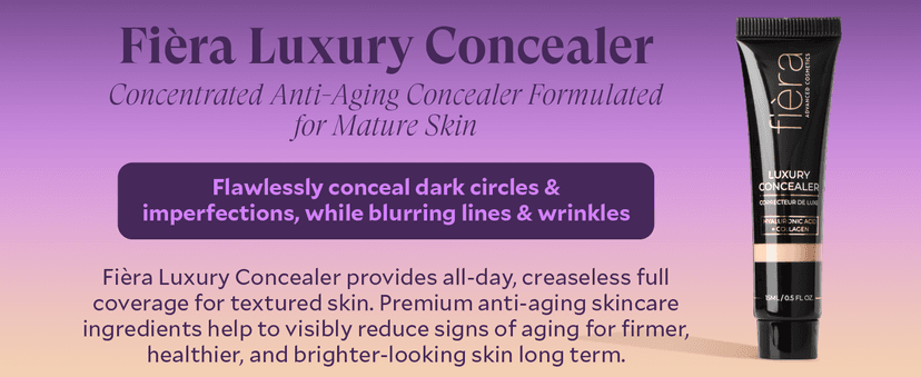 Fièra Luxury Concealer & Foundation with Anti-Aging Ingredients - Full Coverage for Dark Circles, Wrinkles, Fine Lines, and Spots, All-Day Wear For Mature Skin - Light, 0.5 FL. OZ. / 15 ML