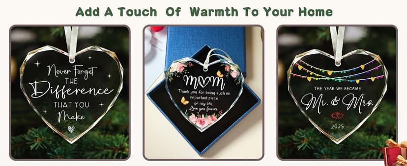 Engagement Gifts for Couples,- Engagement Gifts for Her,Women, Friends, Bride to Be Gifts, Glass Engagement Gift, First Christmas Engagement Ornaments 2025