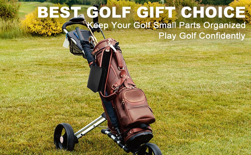 Golf Accessories for Men and Women, Golf Gifts for Him with Leather Case, Golf Brush, Golf Balls, Golf Tees, Golf Ball Clamp, Golf Divot, Golf Ball Line Marker Tool,Golf Ball Marking Stencils