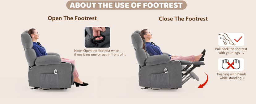 Massage Rocking Recliner Chair, Ergonomic Recliners Sofa with Vibration Massage & Heat, Rocking Chair Nursery Chair for Living Room Lounge with 4 Pockets, 2 Cup Holders, USB Charge Port, Grey