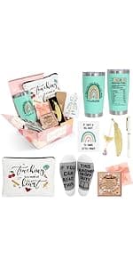 Best Teacher Appreciation Gifts,20 OZ Insulated Tumbler for Women Teacher,Unique Gift Ideas from Students - Funny Socks Thank You Basket Box for New Teachers,Christmas Gifts for Teachers