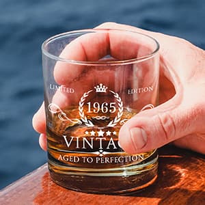 AOZITA 60th Birthday Gifts for Men - 60th Birthday Decorations for Men, Party Supplies - 60th Anniversary, Bday Gifts Ideas for Him, Dad, Husband, Friends - 11oz Whiskey Glass