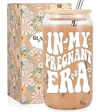 Fairy's Gift New Mom 16 oz Glass Cup with Lid Straw, Funny New Mom Gifts for Women, Christmas Birthday, Postpartum, Pregnancy Gifts for Expecting Mommy, Pregnant Women, Mother to Be, First Time Mommy