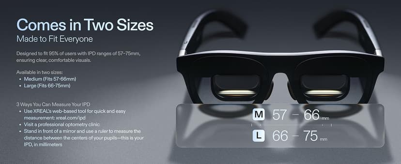 XREAL One Pro AR Glasses with X1 Chip, Native 3 DoF, X-Prism Optics, 3D Mode, 57°FOV 171" 120Hz FHD Display, XR Glasses for iPhone 17/16, Steam Deck, ROG, Mac, PC, Android & iOS M (IPD 57-66mm)