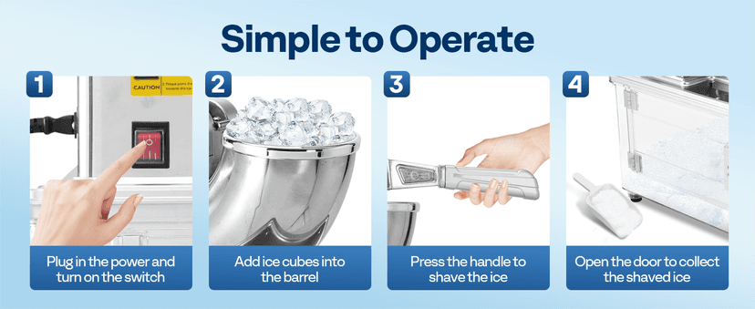 VIVOHOME Commercial Ice Crusher Shaver with Four Blades, Electric Snow Cone Maker Machine, 350W Shaved Ice Machine with Safety Switch for Both Home and Commercial Use, 660lbs/hr