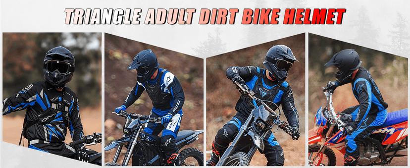 TRIANGLE Adult Dirt Bike Helmet Full Face Motorcycle Helmets with Adjustable Goggles & Gloves - DOT/FMVSS-218 Certified Motocross Helmet for Off-Road ATV BMX UTV