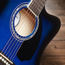 Ashthorpe Full-Size Thinline Cutaway Acoustic Electric Guitar Package with 10 Watt Amp - Natural