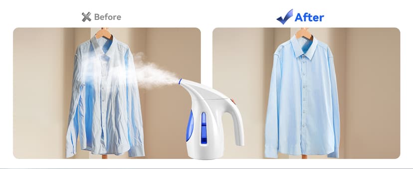 HiLIFE Steamer for Clothes, Portable Handheld Clothing Steamer, 240ml Big Capacity, 700W, Strong Power, Fabric Quick Wrinkle Remover for Home, Office, Travel (ONLY FOR 120V)-Blue